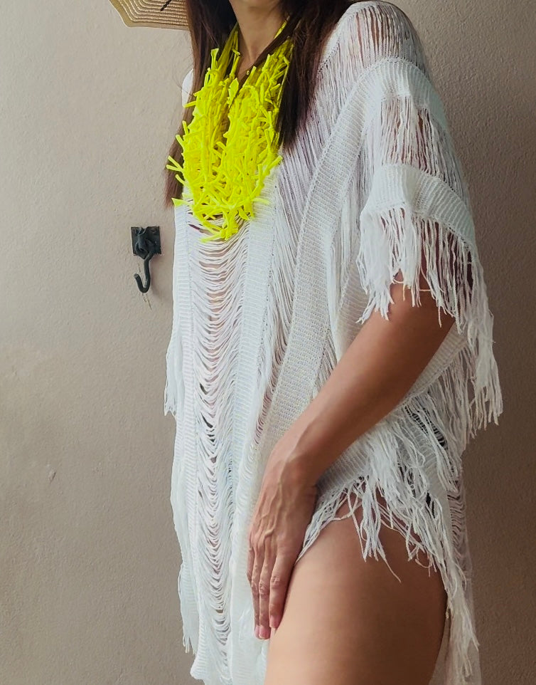White beach cover up