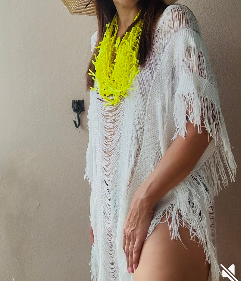 White beach cover up
