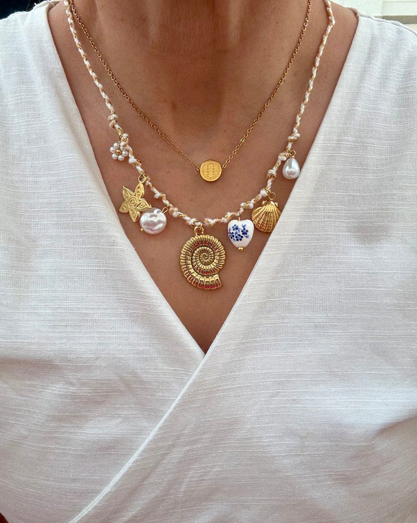 White sand charm necklace