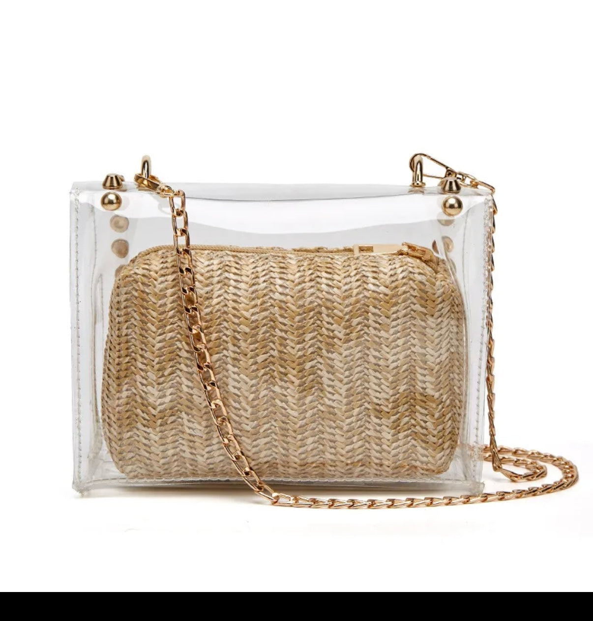 Clear and nude crossbody bags