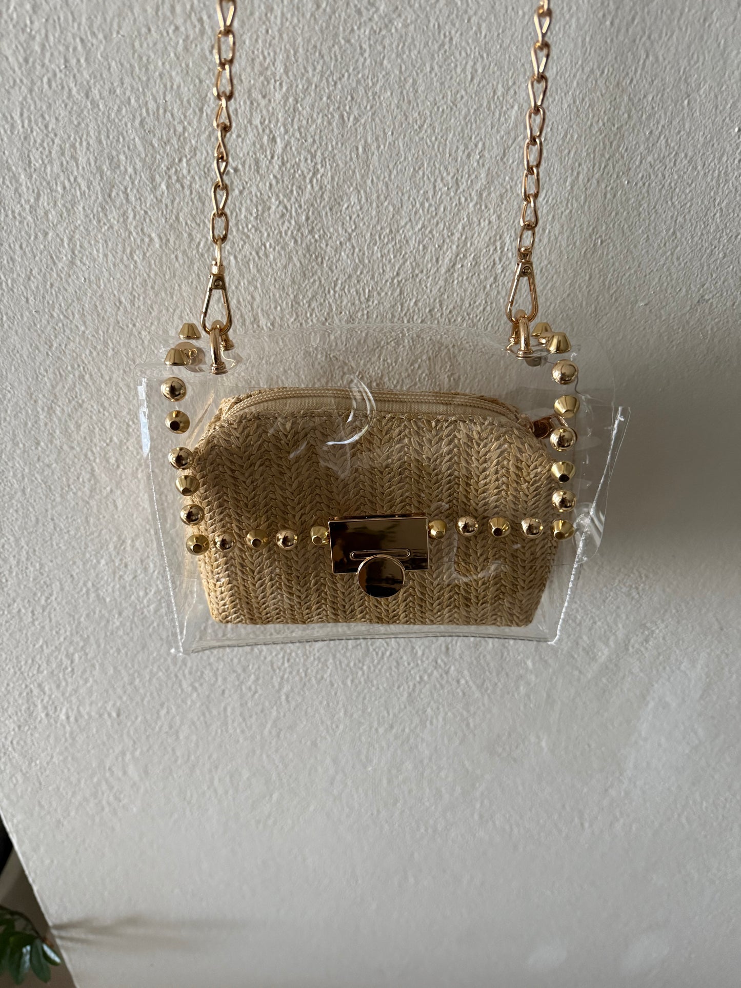 Clear and nude crossbody bags