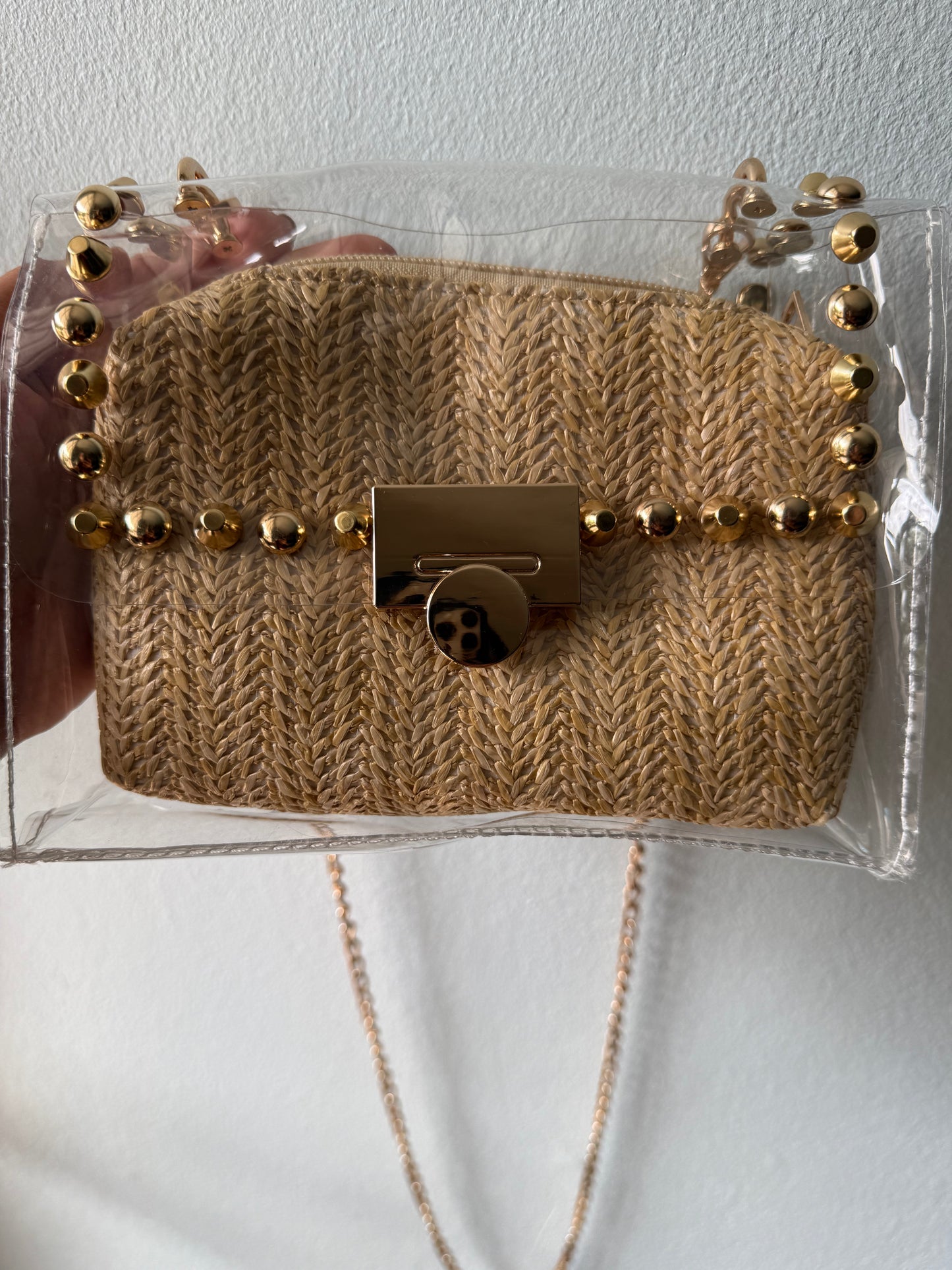 Clear and nude crossbody bags