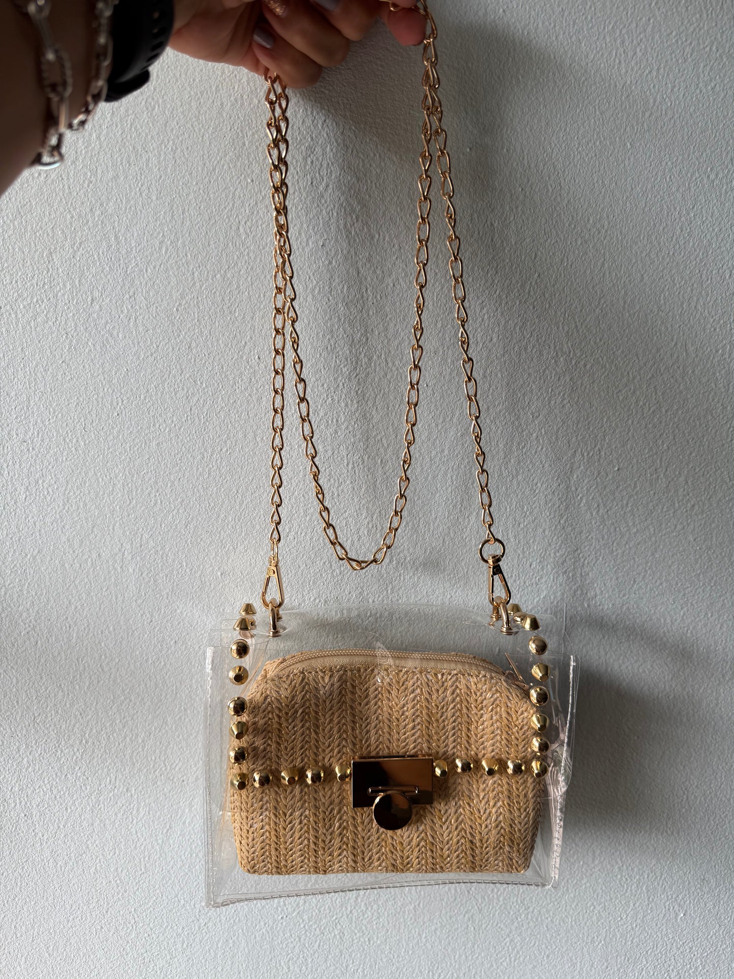 Clear and nude crossbody bags