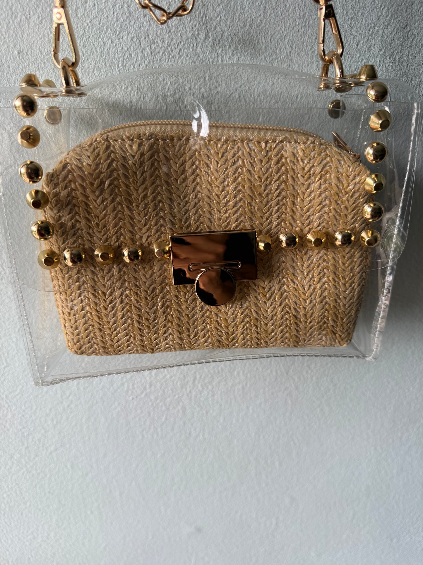Clear and nude crossbody bags