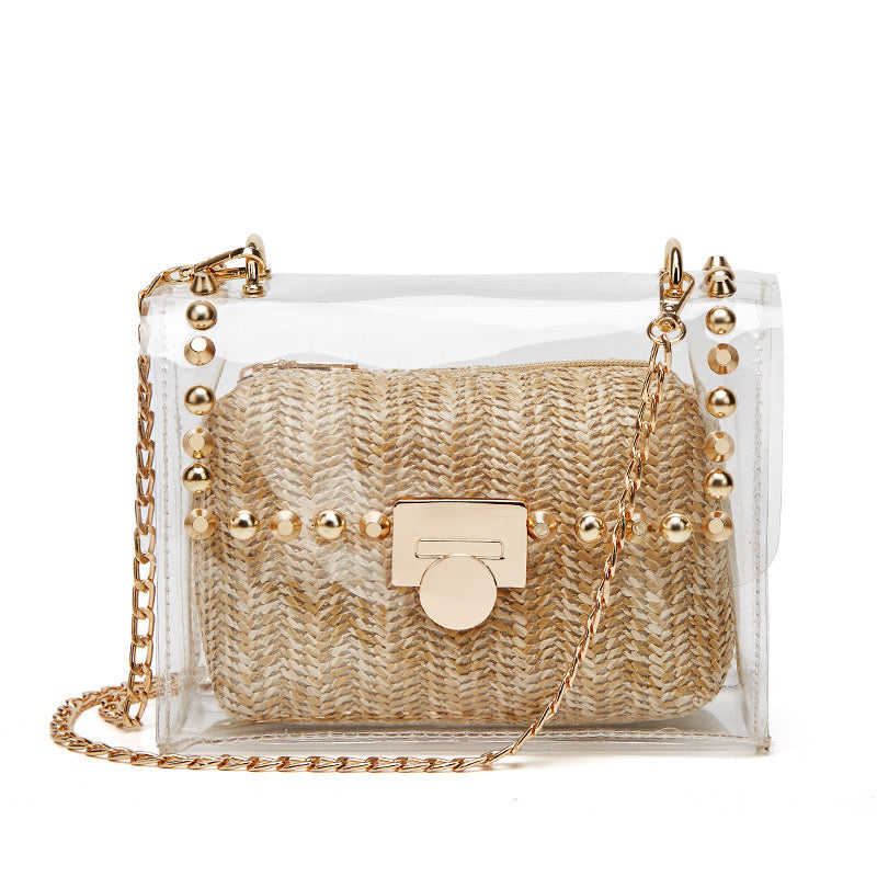 Clear and nude crossbody bags