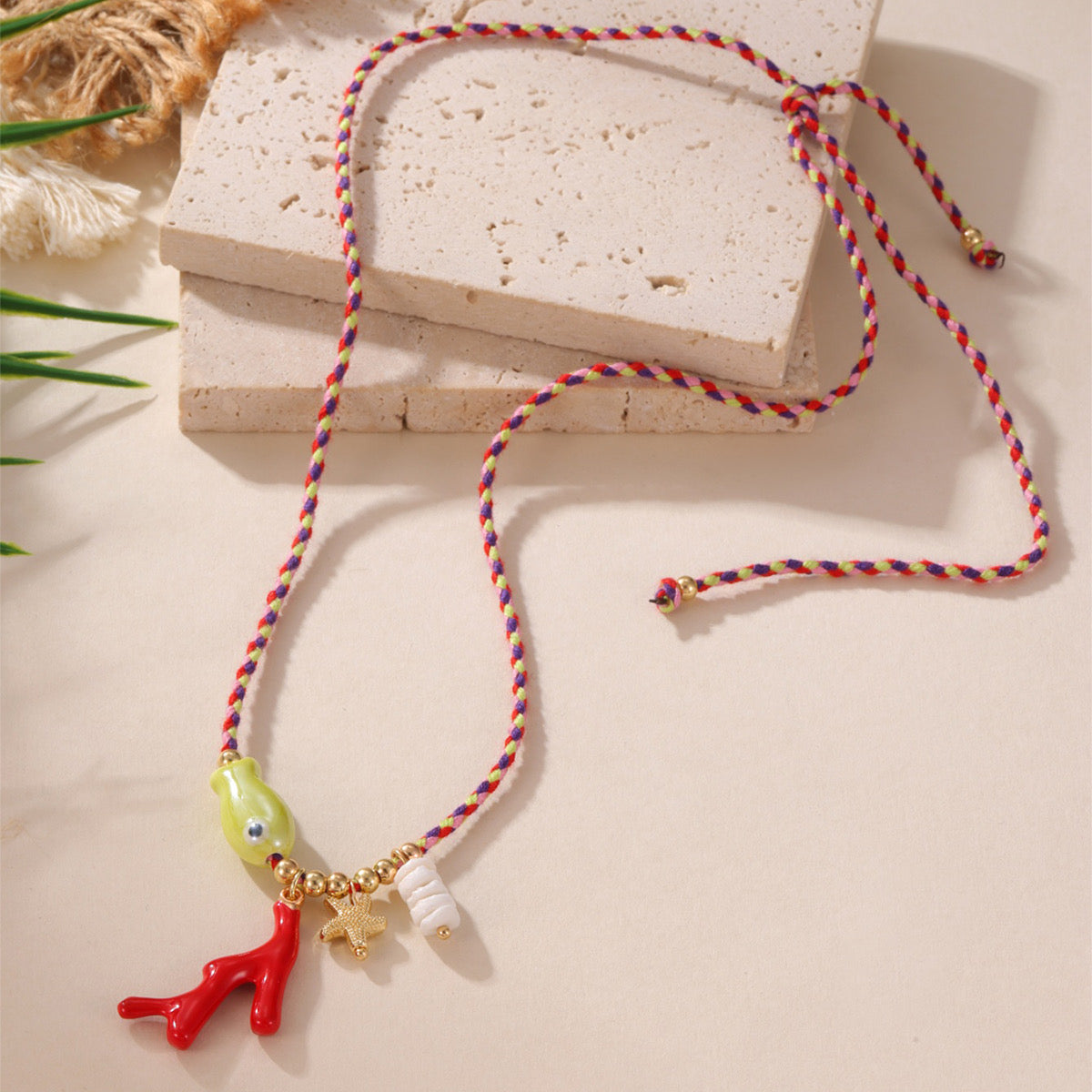Coral sea charm necklace