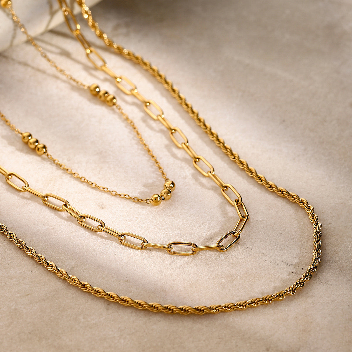 3 layered gold necklace