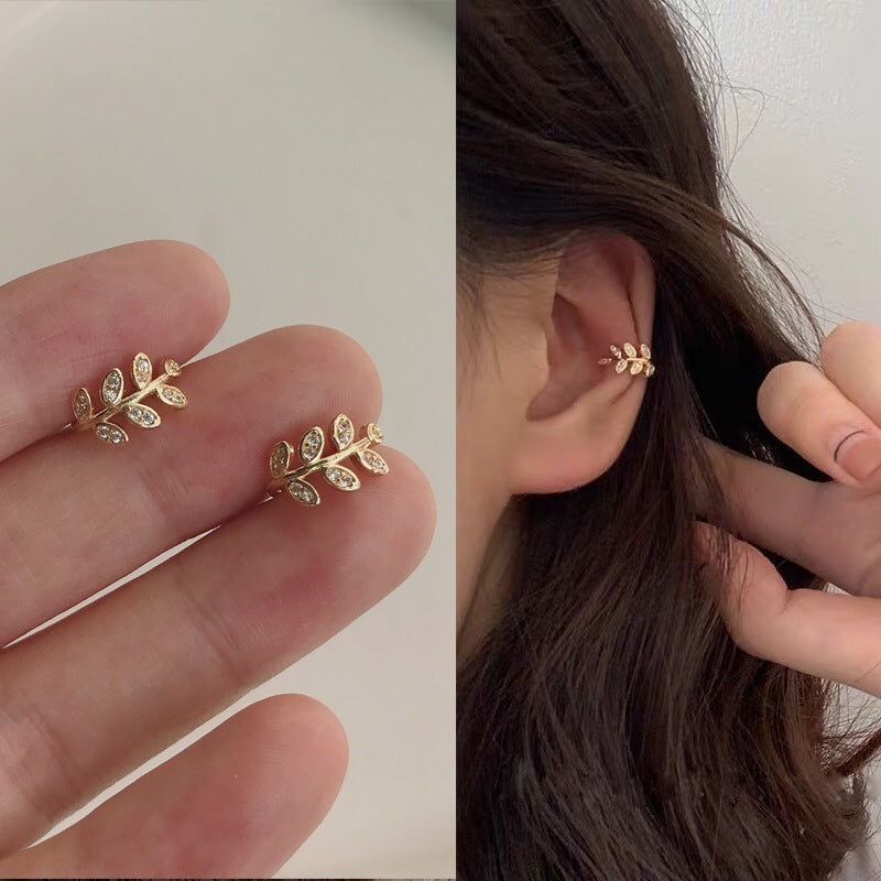 Leaf gold ear cuffs