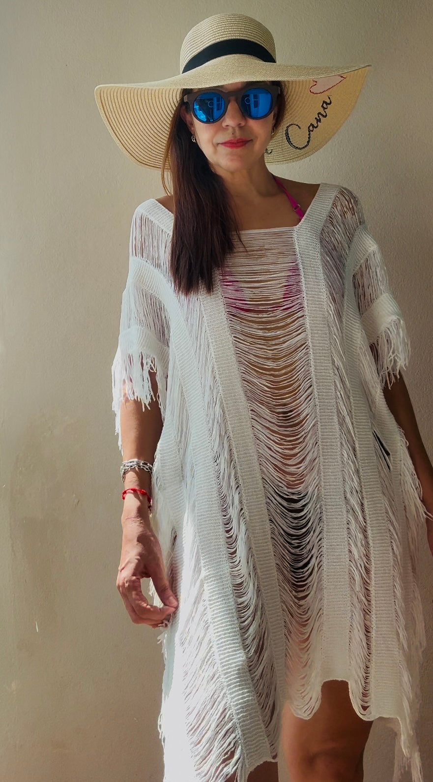 White beach cover up