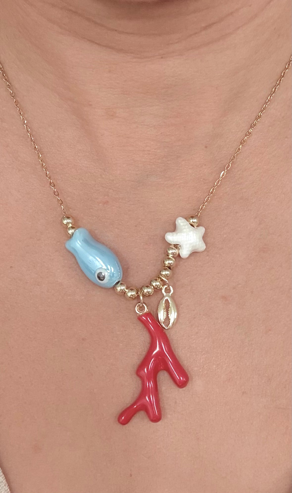 Coral sea charm necklace
