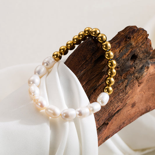 Pearls & gold bracelets