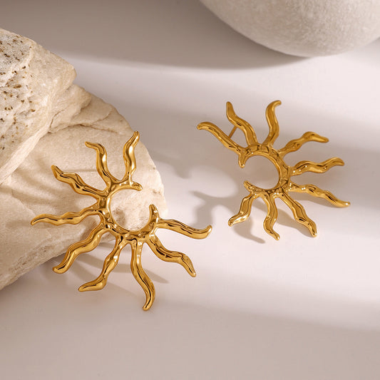 Sun gold stainless steel earrings