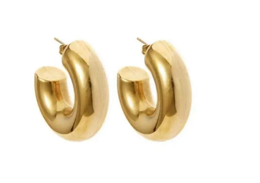 C shape gold earrings