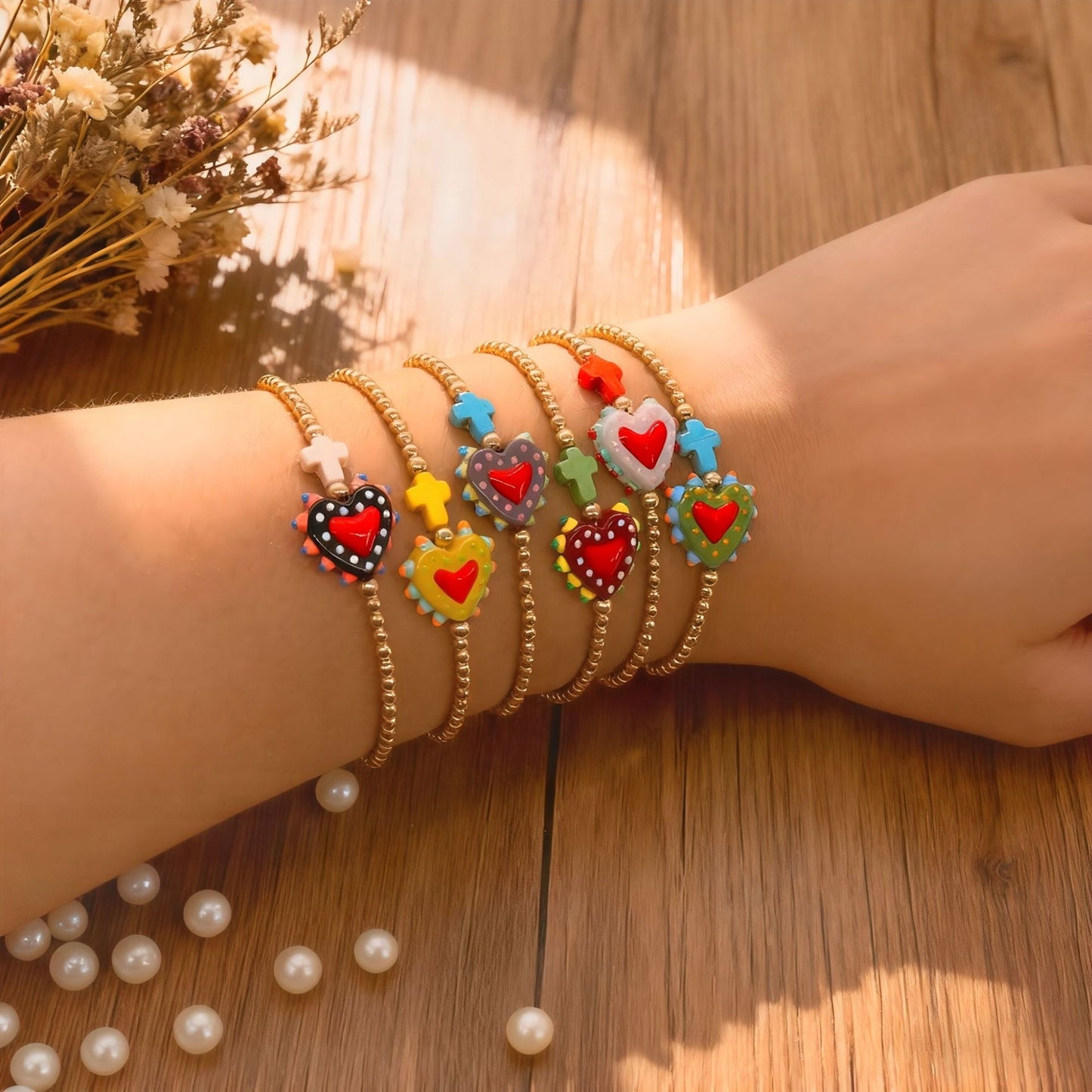 Heart cross bracelet